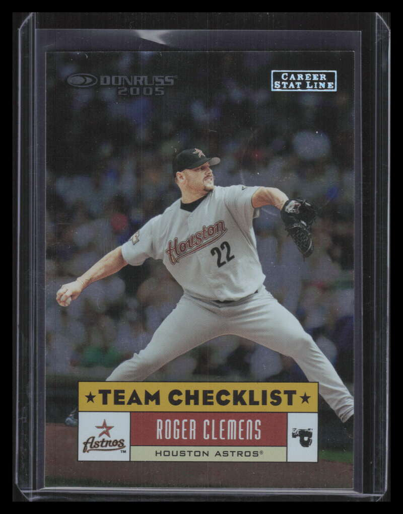 2005 Donruss Stat Line Career 383 Roger Clemens TC 68/162 Astros Team Checklist