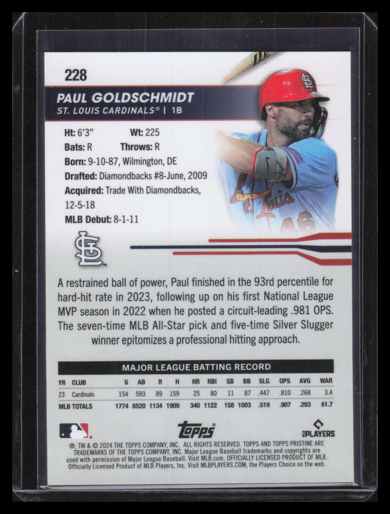 2024 Topps Pristine Blue Refractor 228 Paul Goldschmidt 61/75