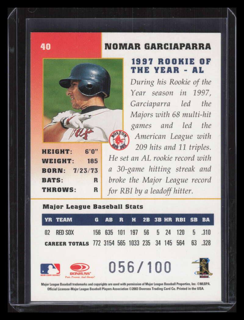 2003 Donruss Champions Metalized 40 Nomar Garciaparra 56/100