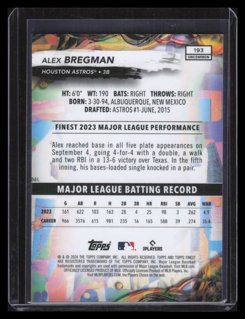 2024 Finest Green Refractor 193 Alex Bregman 22/35 Uncommon