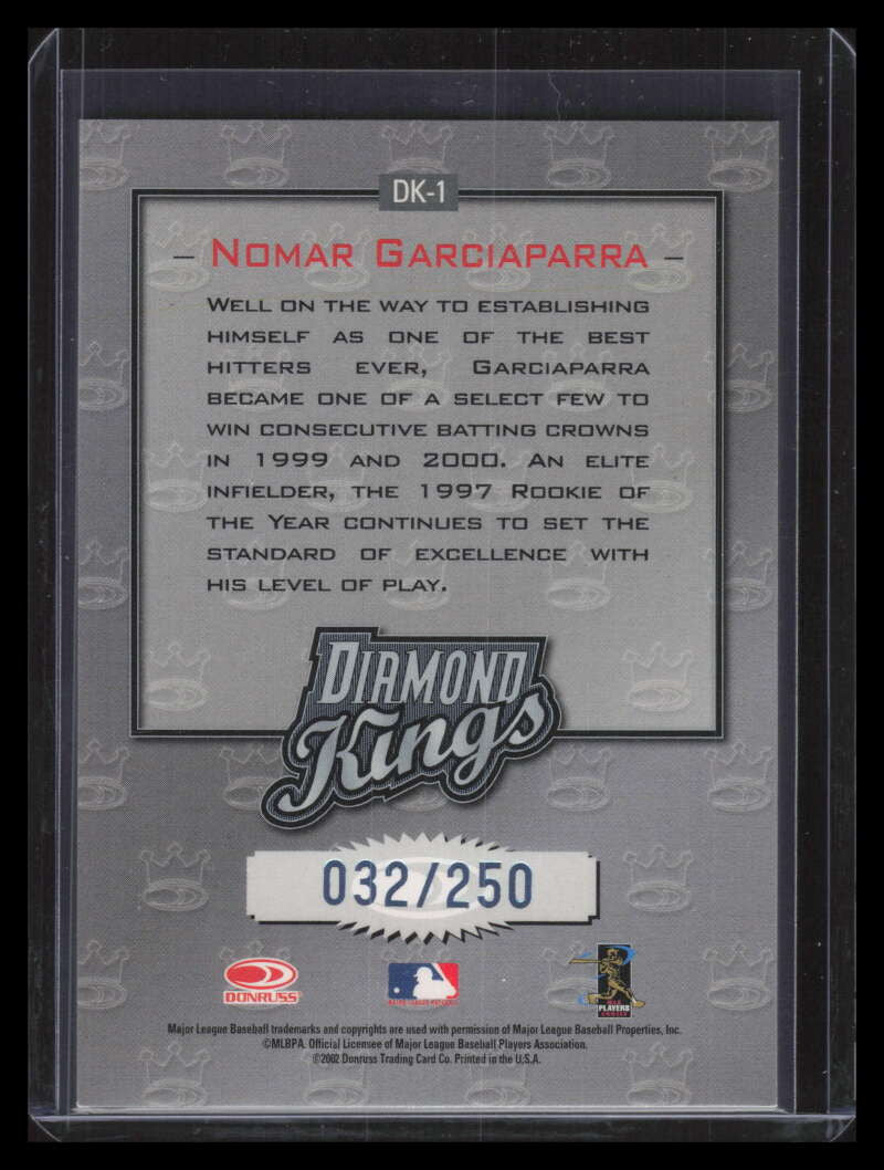 2002 Donruss Diamond Kings Inserts Studio Series dk1 Nomar Garciaparra 32/250