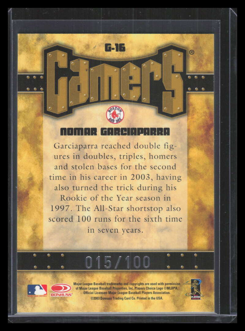 2004 Leaf Gamers Quantum 16 Nomar Garciaparra 15/100