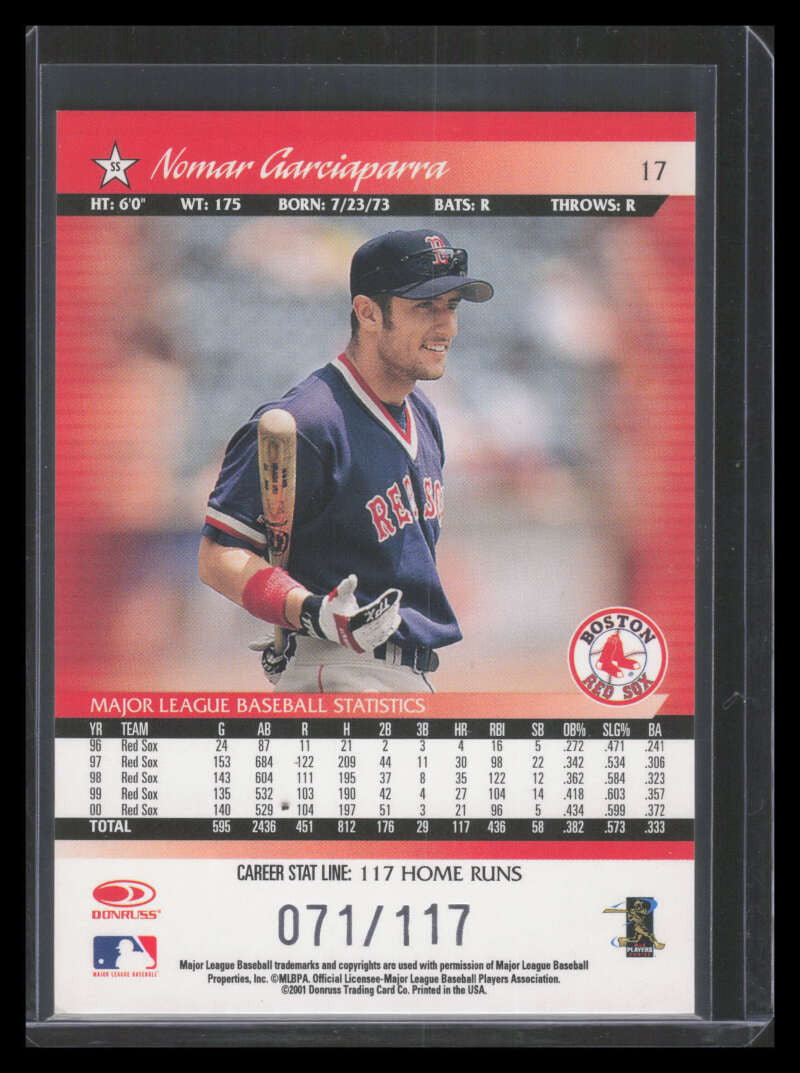 2001 Donruss Stat Line Career 17 Nomar Garciaparra 71/117
