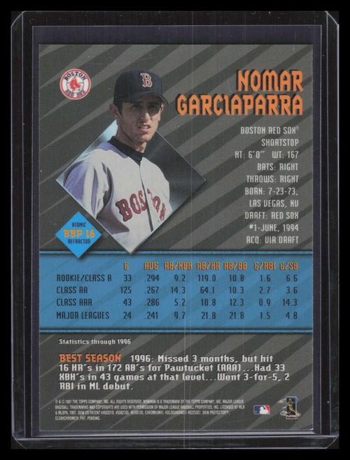 1997 Bowman's Best Preview Atomic Refractor bbp16 Nomar Garciaparra