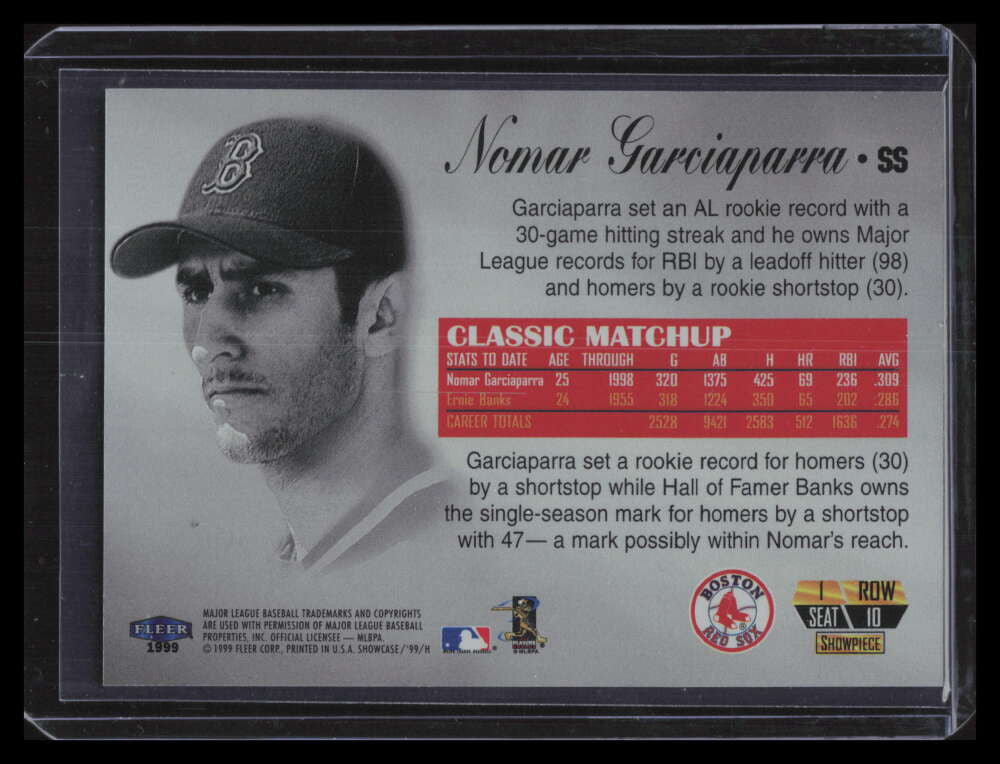 1999 Flair Showcase Row 1 10 Nomar Garciaparra 58/1500