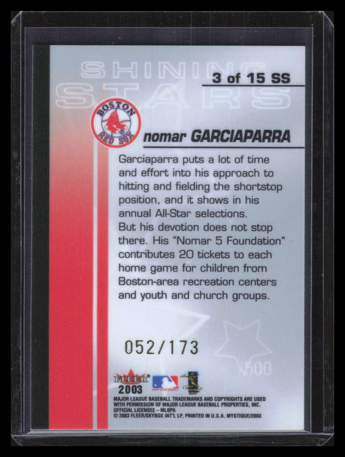 2003 Fleer Mystique Shining Stars Gold 3 Nomar Garciaparra 52/173