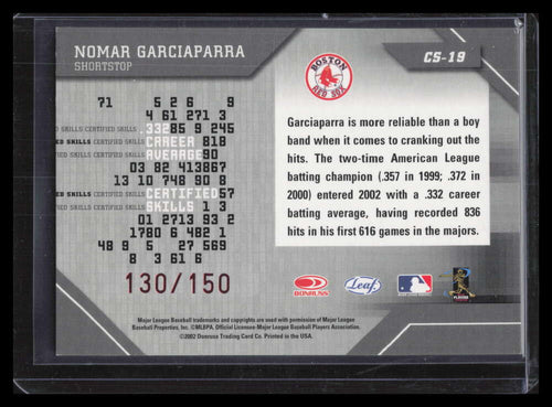 2002 Leaf Certified Skills Mirror Red cs19 Nomar Garciaparra 130/150