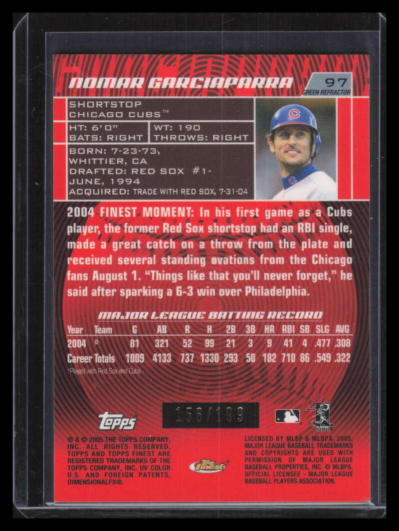 2005 Finest Green Refractor 97 Nomar Garciaparra 156/199