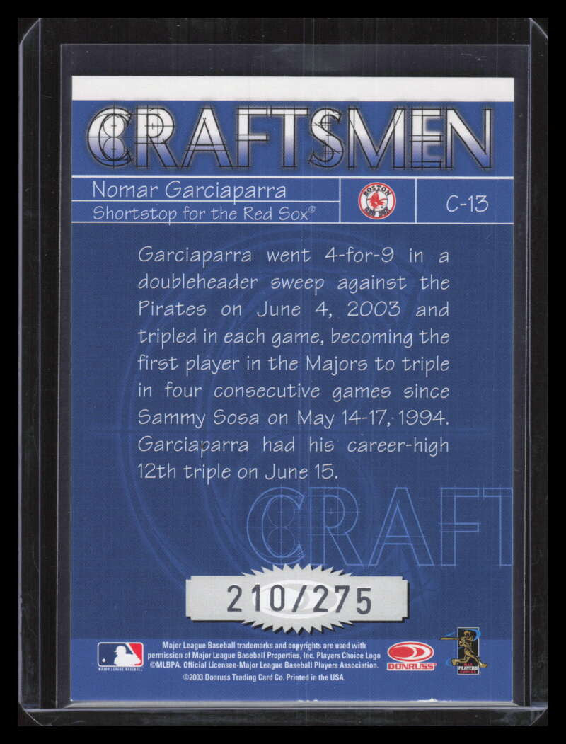 2004 Donruss Craftsmen Black 13 Nomar Garciaparra 210/275