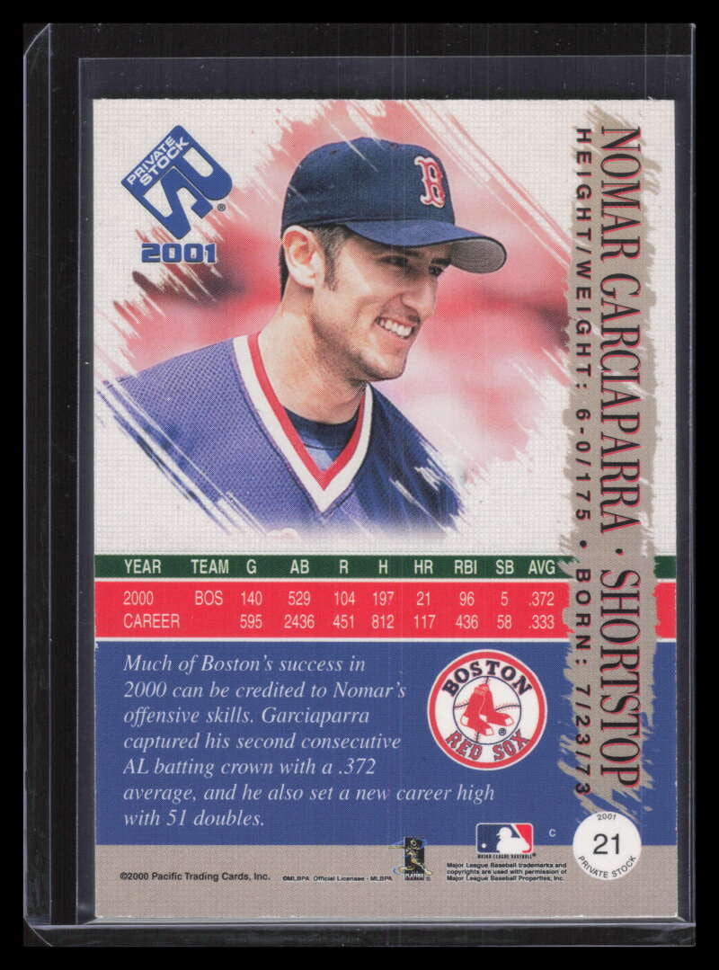 2001 Private Stock Silver Portraits 21 Nomar Garciaparra 273/290