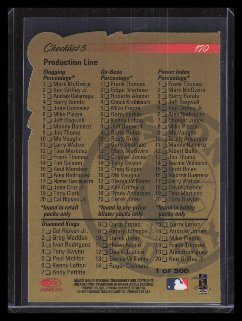 1998 Donruss Gold Press Proofs 170 Nomar Garciaparra CL /500 Checklist