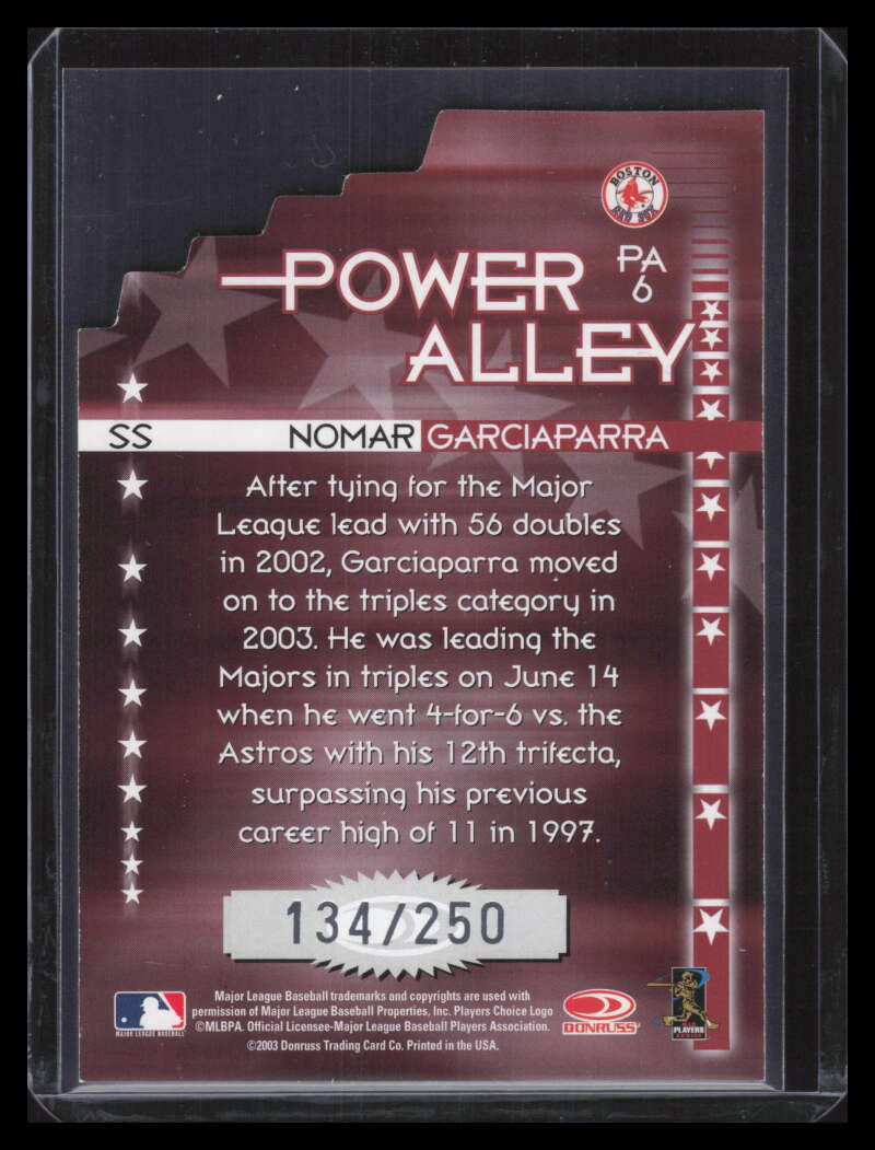 2004 Donruss Power Alley Red Die Cut 6 Nomar Garciaparra 134/250