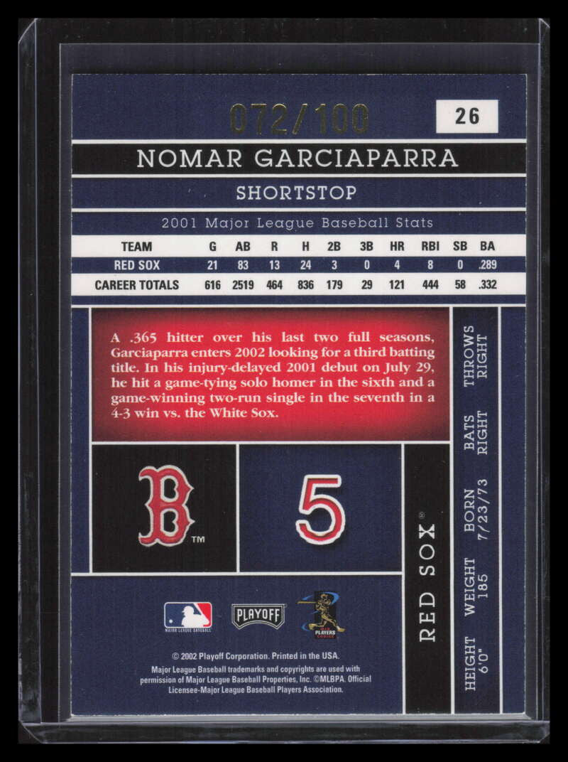 2002 Absolute Memorabilia Spectrum 26 Nomar Garciaparra 72/100