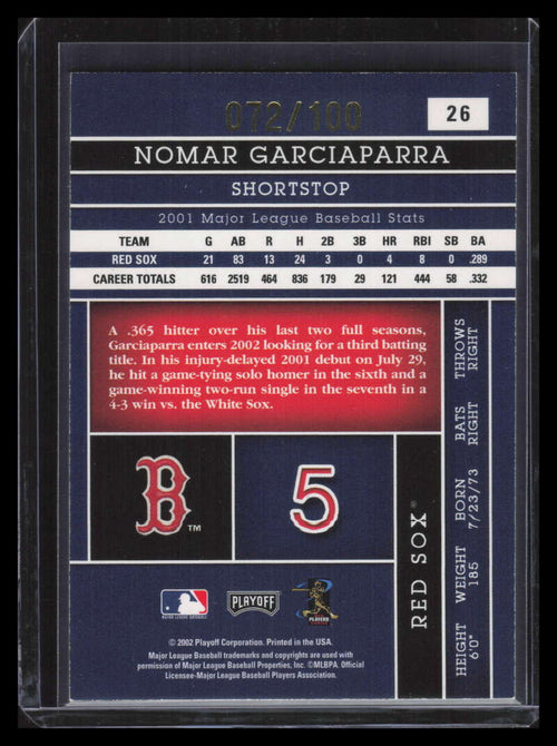 2002 Absolute Memorabilia Spectrum 26 Nomar Garciaparra 72/100