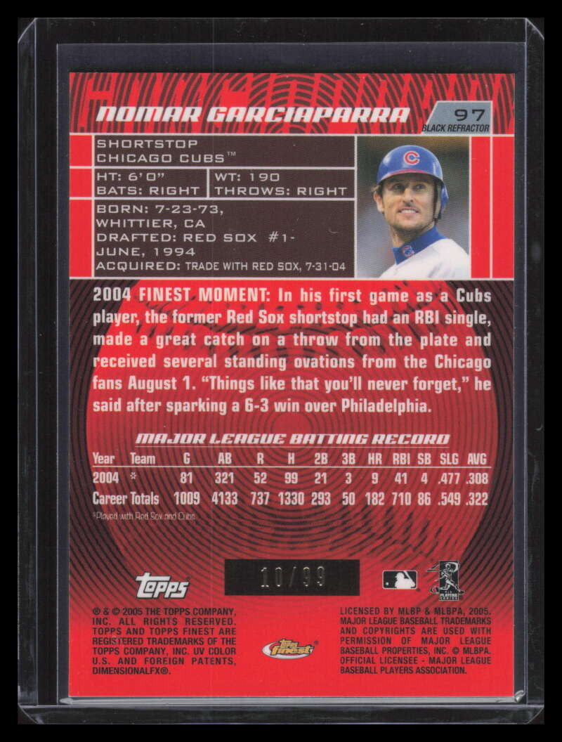 2005 Finest Black Refractor 97 Nomar Garciaparra 10/99