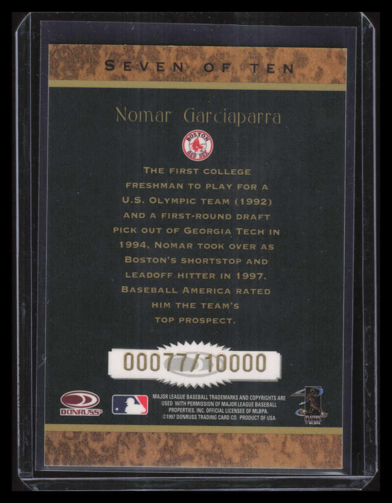 1997 Donruss Rookie Diamond Kings Canvas 7 Nomar Garciaparra 77/500
