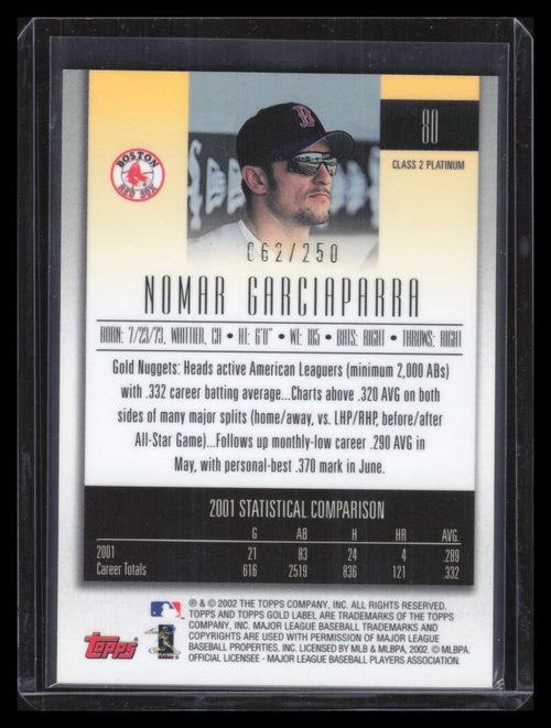 2002 Topps Gold Label Class 2 Platinum 80 Nomar Garciaparra 62/250