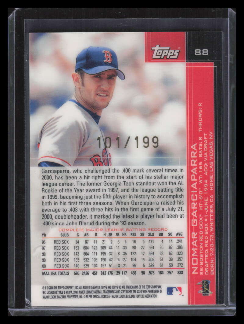 2001 Topps HD Platinum 88 Nomar Garciaparra 101/199