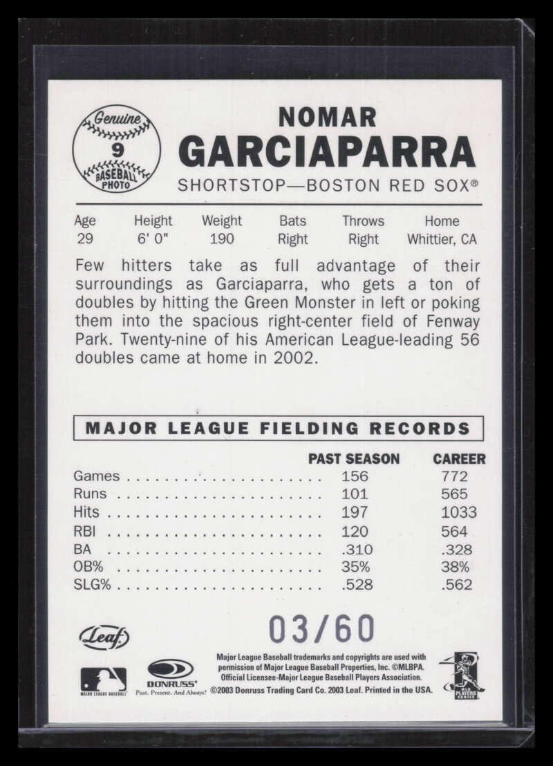 2003 Leaf 60 Foil 9 Nomar Garciaparra 3/60