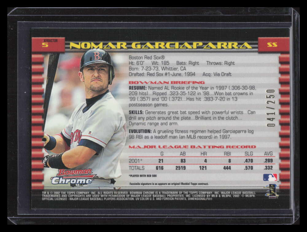 2002 Bowman Chrome X-Fractor 5 Nomar Garciaparra 41/250