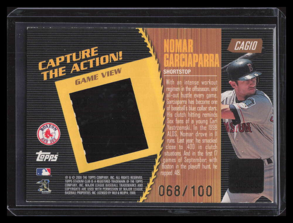 2000 Stadium Club Capture the Action Game View cag10 Nomar Garciaparra 68/100