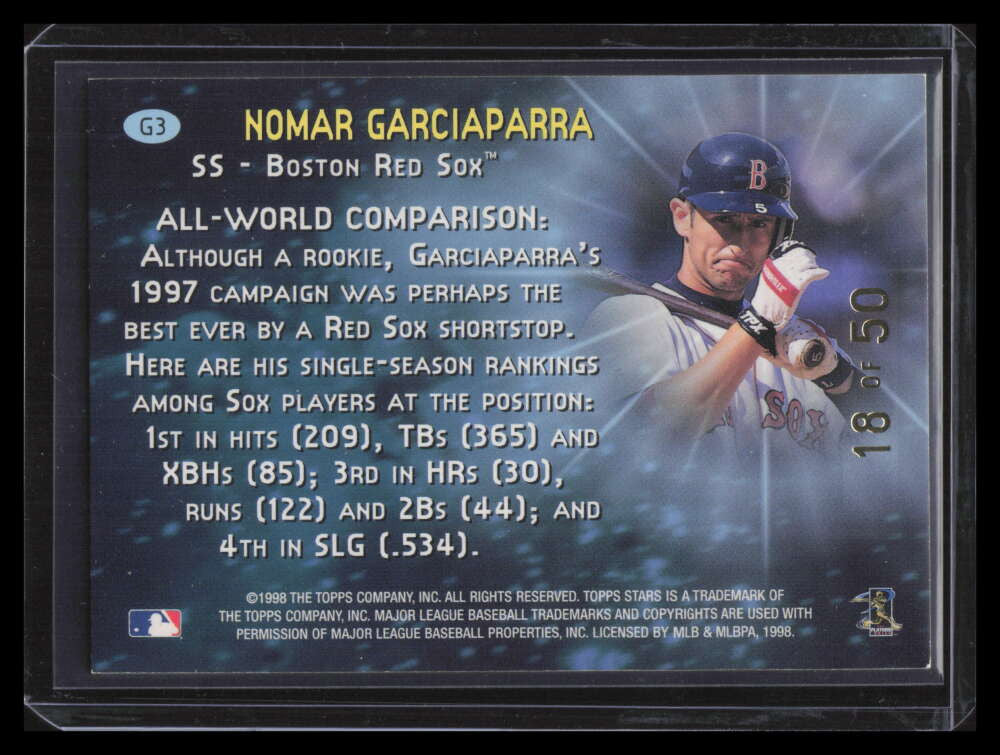 1998 Topps Stars Galaxy Gold g3 Nomar Garciaparra 18/50