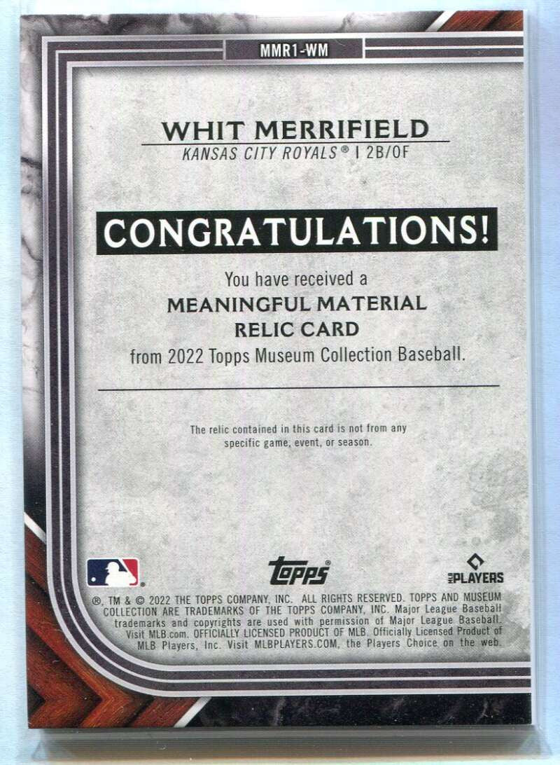 2022 Topps Museum Meaningful Material Relics Gold Whit Merrifield Patch 21/25