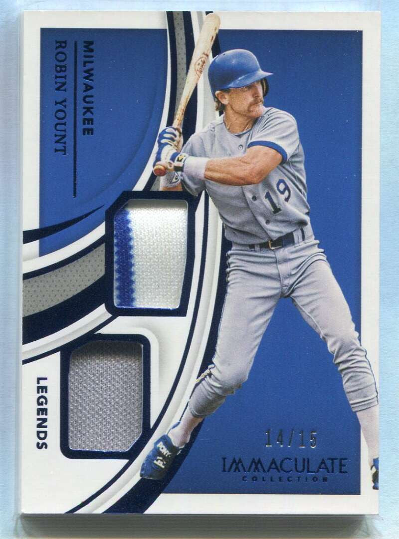 2021 Immaculate Collection Legends Materials Blue 14 Robin Yount Dual Jersey /15