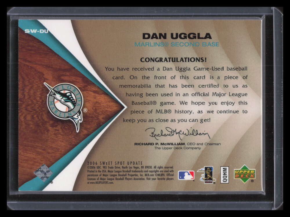 2006 Sweet Spot Update Sweet Beginnings Patches SWDU Dan Uggla Rookie Quad Patch