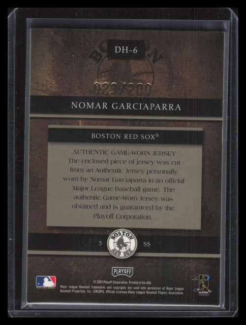 2003 Playoff Prestige Diamond Heritage Material Nomar Garciaparra Jersey 23/200