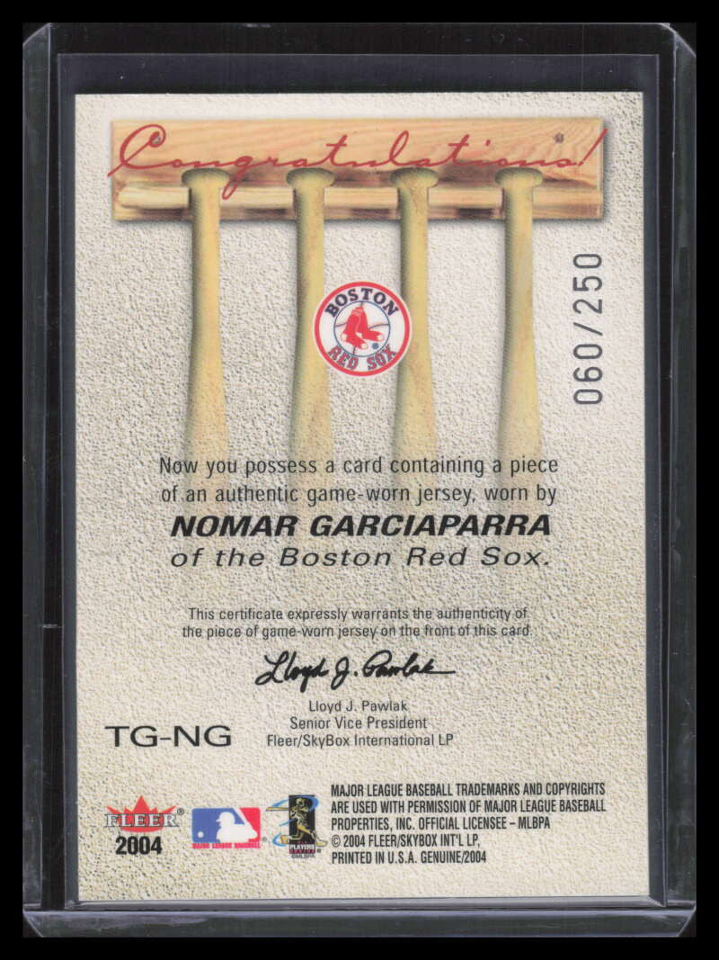 2004 Fleer Genuine Insider Tools of the Game NG Nomar Garciaparra Jersey 60/250