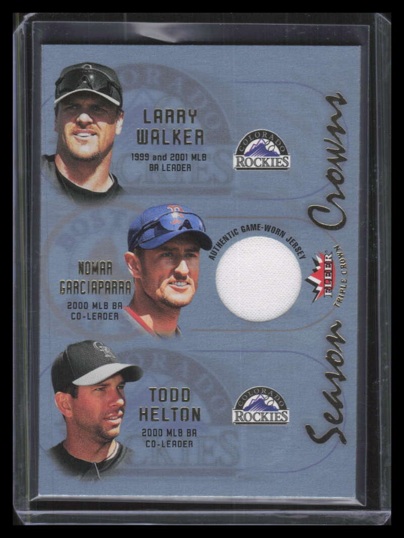 2002 Fleer Triple Season Crowns Game Used 2b Helton Walker Garciaparra Jersey