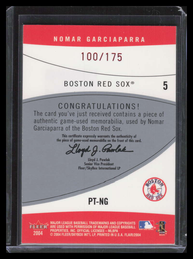 2004 Flair Power Tools Game Used Red NG Nomar Garciaparra Jersey 100/175
