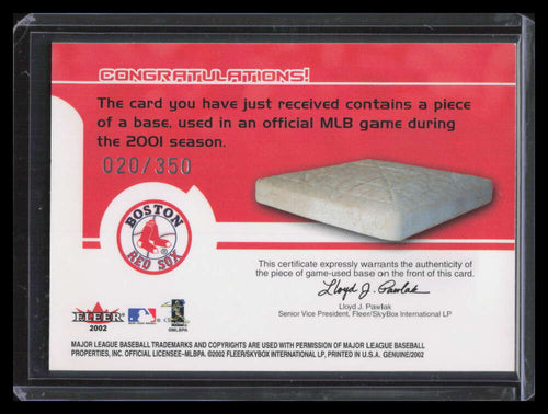 2002 Fleer Genuine Touch Em All Game Base 6 Nomar Garciaparra Base 20/350