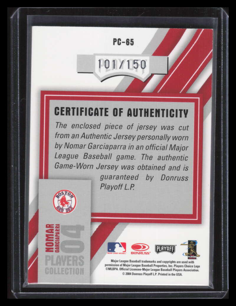 2004 Studio Players Collection Jersey 65 Nomar Garciaparra Jersey 101/150