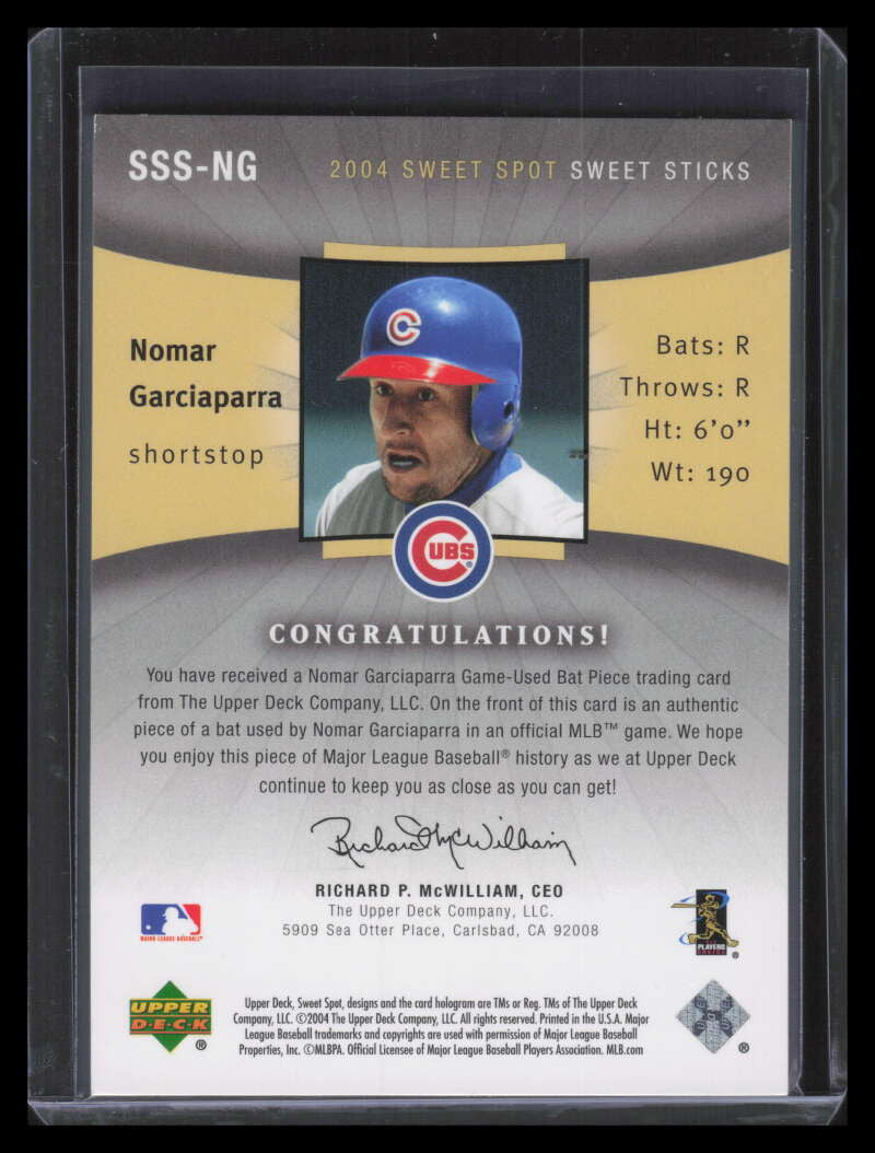 2004 Sweet Spot Sweet Sticks SSSNG Nomar Garciaparra Bat 27/199