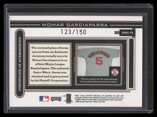 2003 Playoff Piece of the Game Bronze pog71 Nomar Garciaparra Jersey 123/150