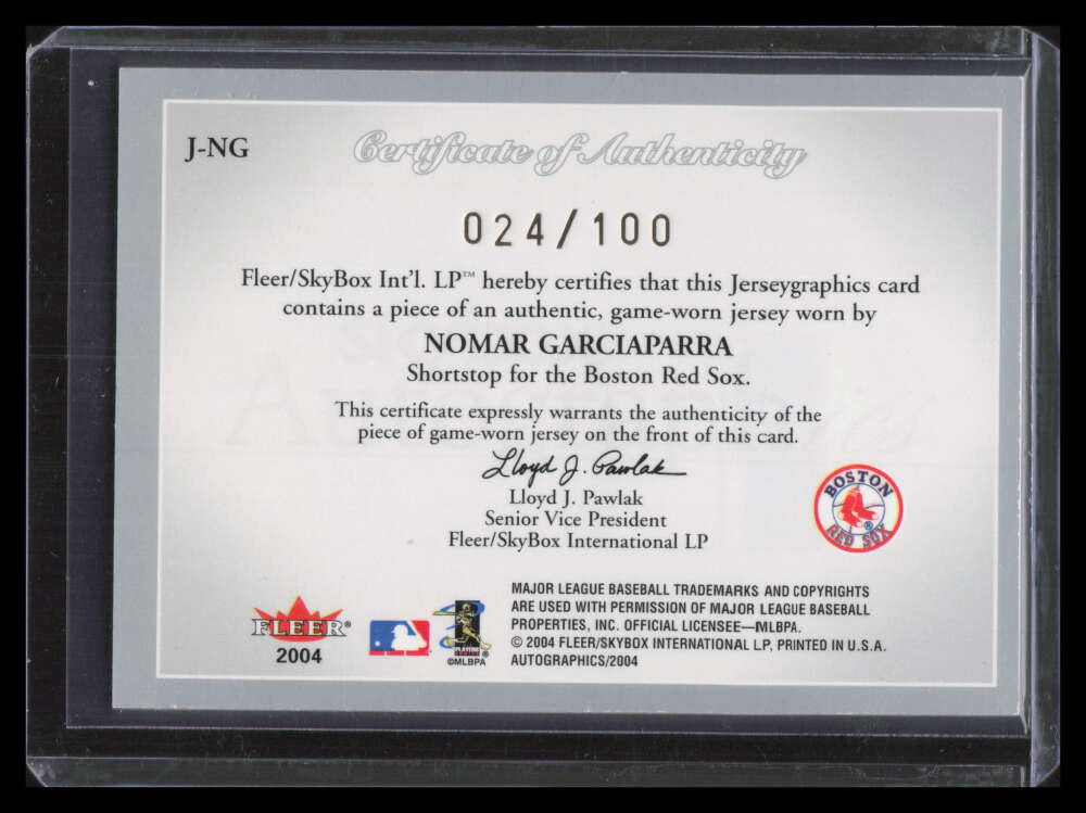2004 SkyBox Autographics Jerseygraphics Silver Nomar Garciaparra Jersey 24/100