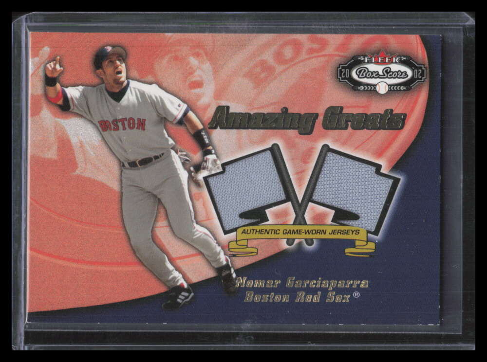 2002 Fleer Box Score Amazing Greats Dual Swatch 5 Nomar Garciaparra Dual Jersey