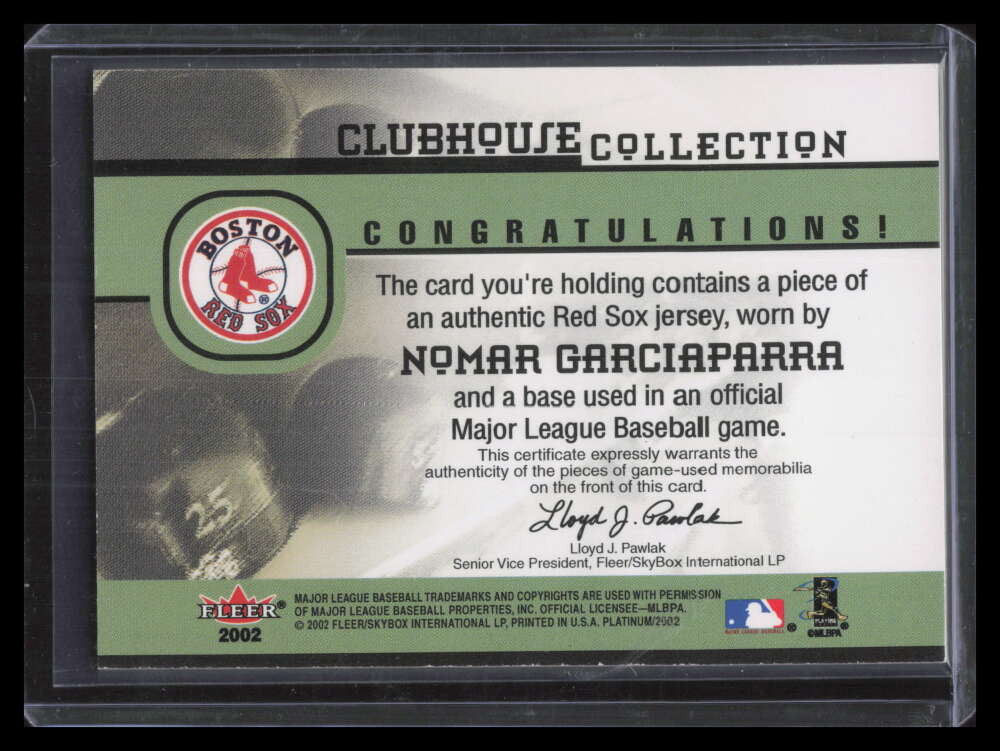 2002 Fleer Platinum Clubhouse Collection Nomar Garciaparra Base Jersey /275 636