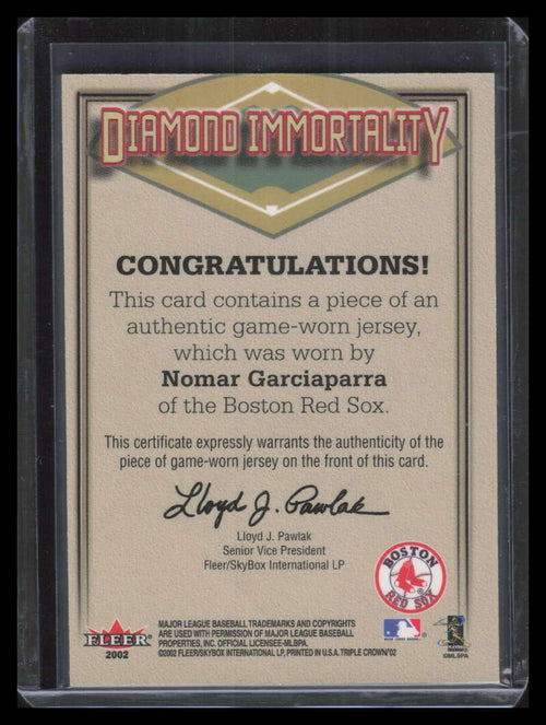 2002 Fleer Triple Crown Diamond Immortality 3 Nomar Garciaparra Jersey SP /150