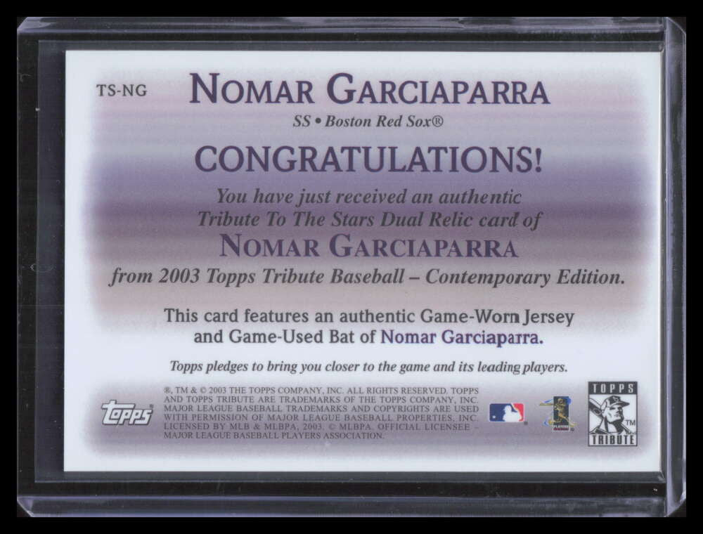 2003 Topps Tribute Contemporary to the Stars Nomar Garciaparra Dual Bat Jersey