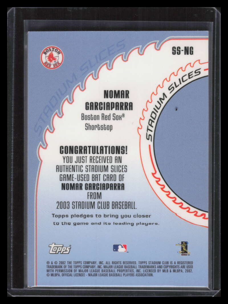2003 Stadium Club Stadium Slices Handle Relics NG Nomar Garciaparra Bat