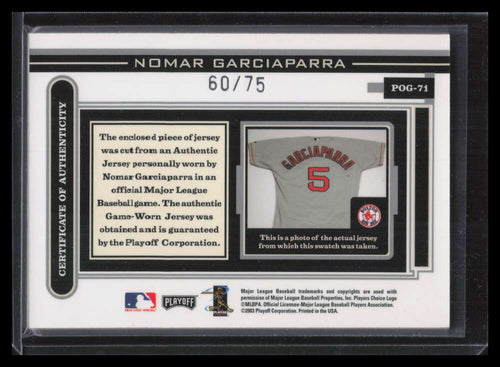 2003 Playoff Piece of the Game Silver pog71 Nomar Garciaparra Gray Jersey 60/75