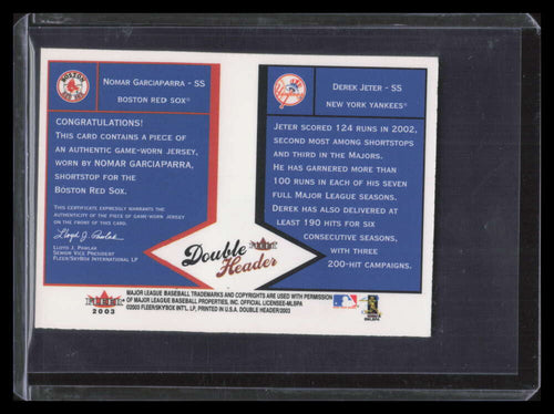 2003 Fleer Double Header Keystone Combinations Jeter Garciaparra Jersey SP /175