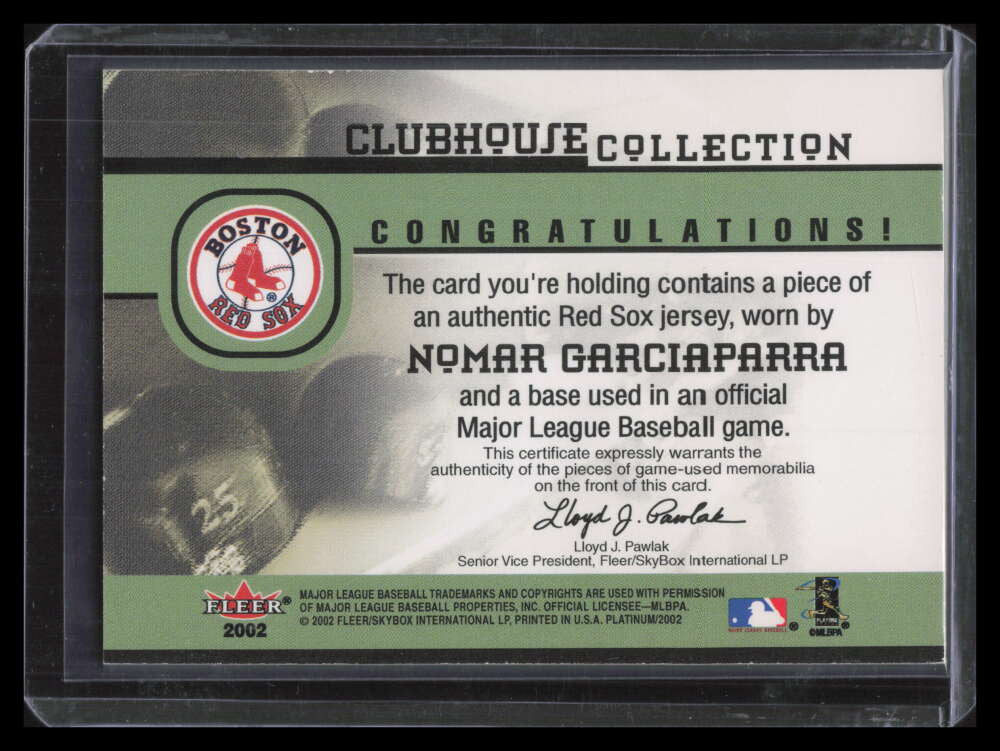 2002 Fleer Platinum Clubhouse Collection Nomar Garciaparra Base Jersey /275 752