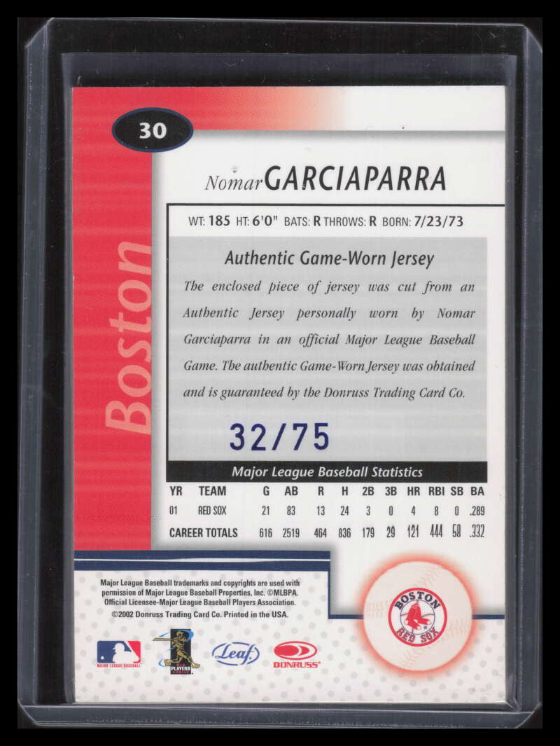 2002 Leaf Certified Mirror Blue 30 Nomar Garciaparra Jersey 32/75