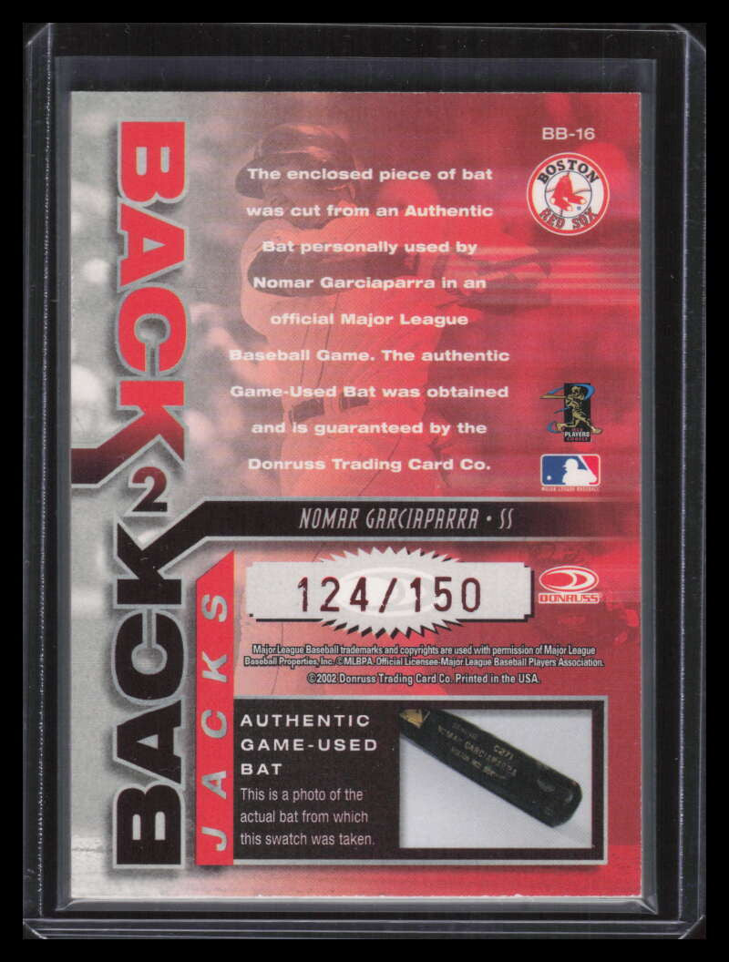 2002 Donruss Elite Back 2 Back Jacks 16 Nomar Garciaparra Bat 124/150