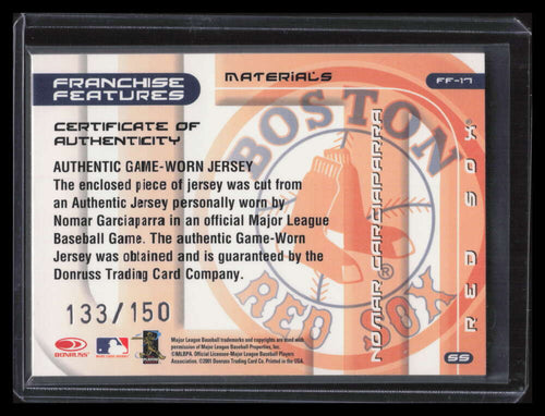 2002 Donruss Best of Fan Club Franchise Features Nomar Garciaparra Jersey /150