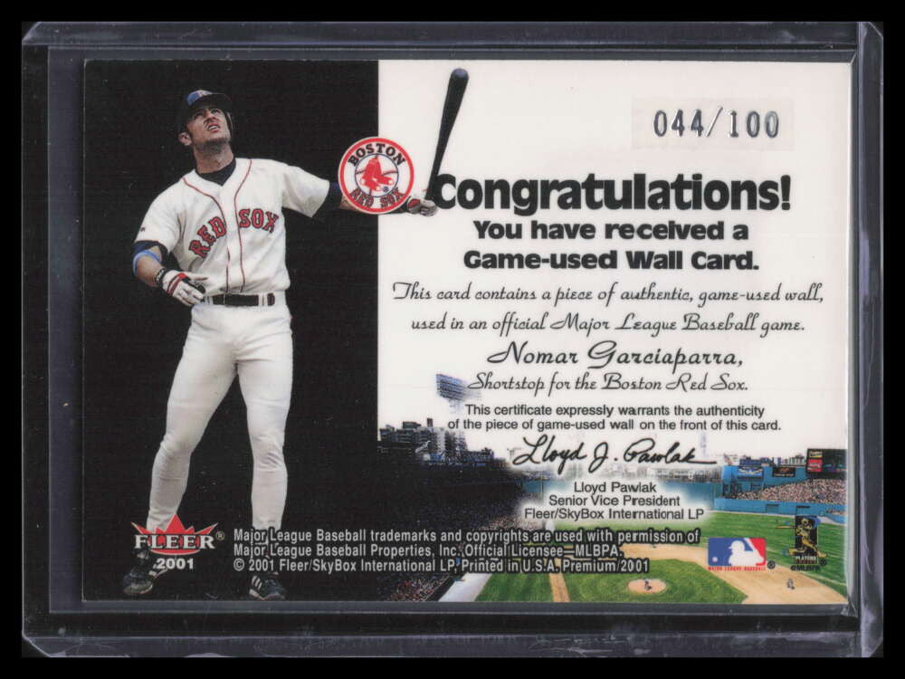 2001 Fleer Premium Home Field Advantage Game 9 Nomar Garciaparra Wall 44/100